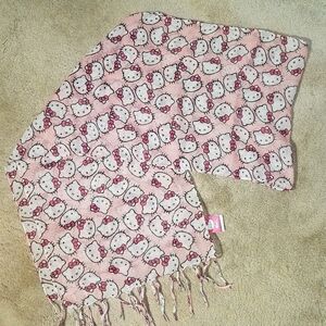 Hello Kitty Pink Scarf Sanrio Lightweight Kawaii Y2K Fringe Girls Women's